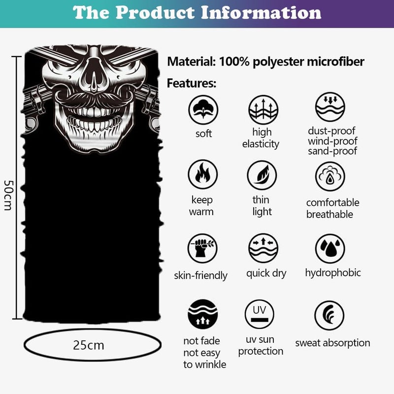 SIDAZON Neck Gaiter Mask,Bandana Gator Face Cover Mask Sun UV Protection,Neck Warmer Balaclava,Tube Face Scarf,Headband for Outdoor - Image 3